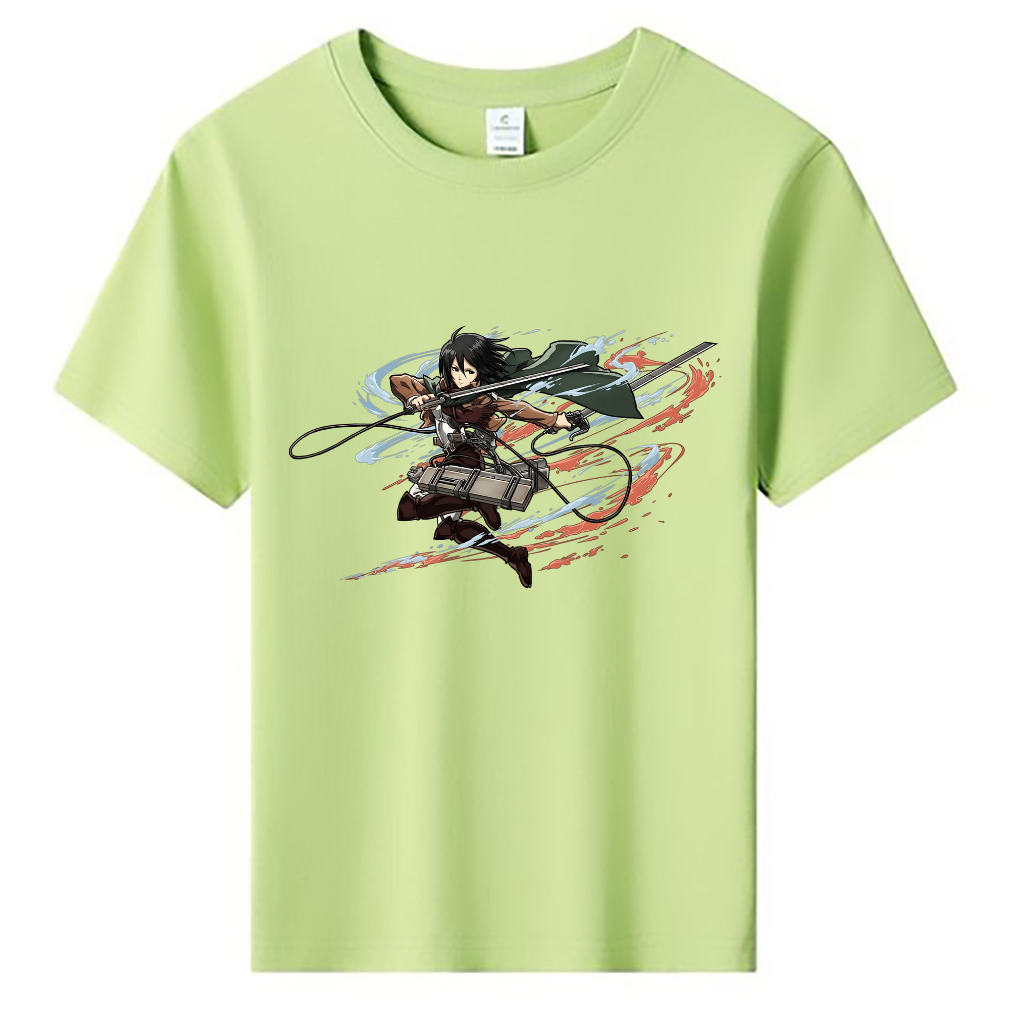 （画像用） 進撃の巨人 ミカサ·アッカーマン Attack on Titan Mikasa Ackerman 綿100％キッズTシャツ（フロントプリント）